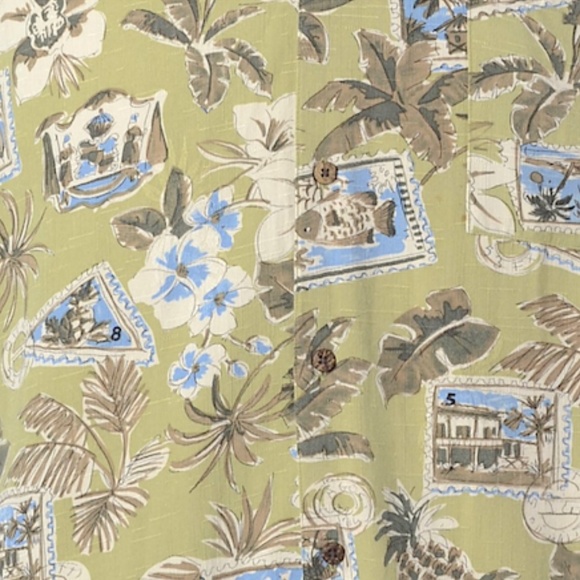 Hathaway Classics, Mens Green/Blue Hawaiian Shirt - Picture 3 of 4